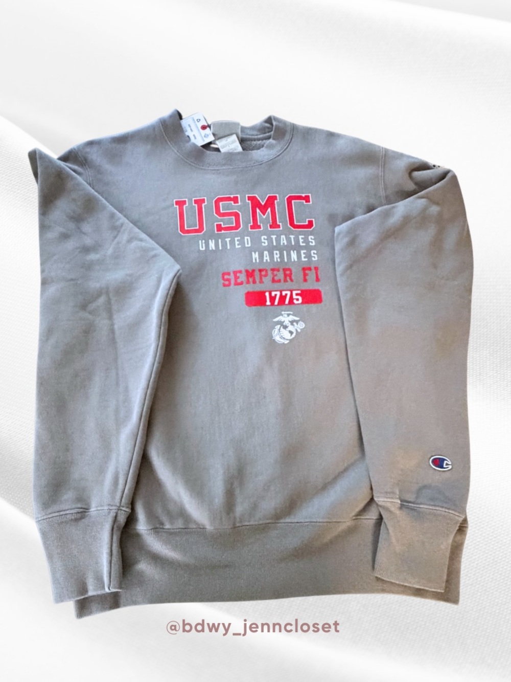 🆕Champion USMC Semper Fi Crewneck Sweatshirt - Gray with Red Logo